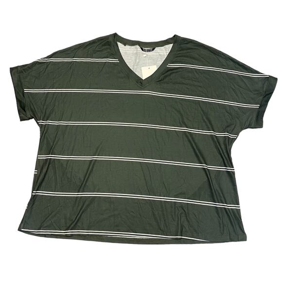 Bloomchic Green White Striped Rolled Sleeve Shirt Size 18/20 - Picture 4 of 6